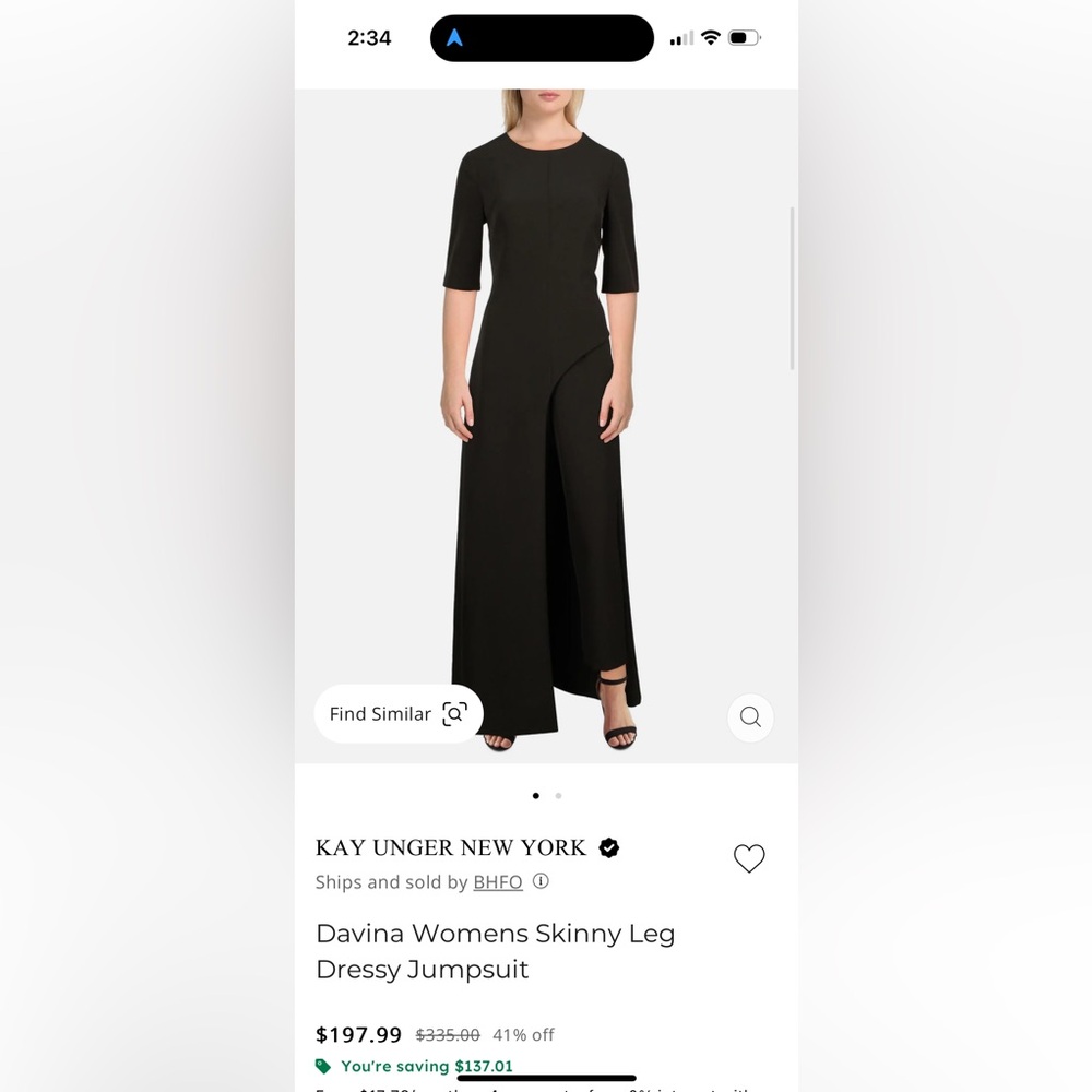 Kay Unger Black Dressy Jumpsuit